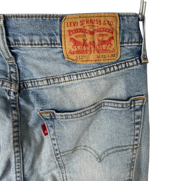 Levi’s 512 Slim Taper Jeans Stretch Denim Light Wash Mens 31x30 Tag 31x32 - Picture 5 of 7